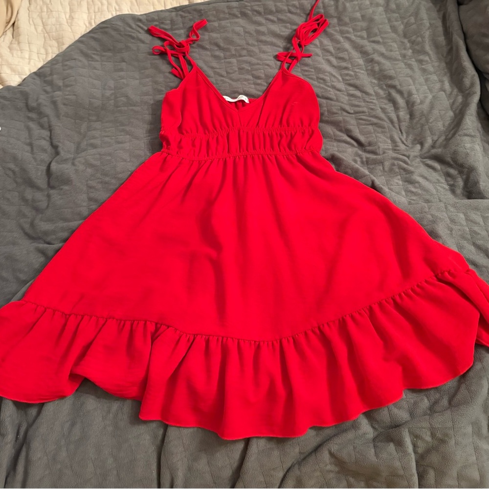 Altar'd State Red Ruched Ruffled Sundress